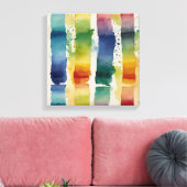 Regenbogenlinien Watercolor Wandkunst Leinwanddruck (Insitu (Wohnzimmer))