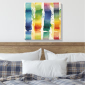 Regenbogenlinien Watercolor Wandkunst Leinwanddruck (Insitu (Schlafzimmer))