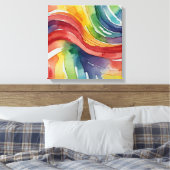 Regenbogenlinien Watercolor Wandkunst Leinwanddruck (Insitu (Schlafzimmer))