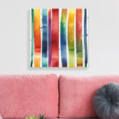 Regenbogenlinien Watercolor Wandkunst Leinwanddruck (Insitu (Wohnzimmer))