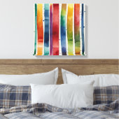 Regenbogenlinien Watercolor Wandkunst Leinwanddruck (Insitu (Schlafzimmer))