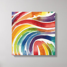 Regenbogenlinien Watercolor Wandkunst Leinwanddruck