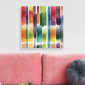 Regenbogenlinien Watercolor Wandkunst Leinwanddruck (Insitu (Wohnzimmer))