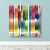 Regenbogenlinien Watercolor Wandkunst Leinwanddruck (Insitu (Holzboden))