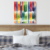 Regenbogenlinien Watercolor Wandkunst Leinwanddruck (Insitu (Schlafzimmer))