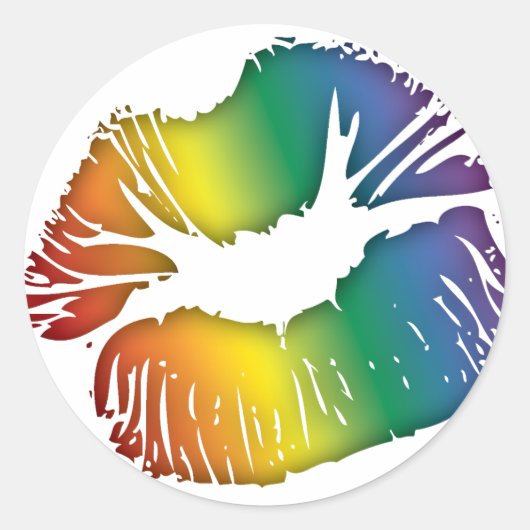 Regenbogenlippen 3 runder aufkleber (Vorderseite)
