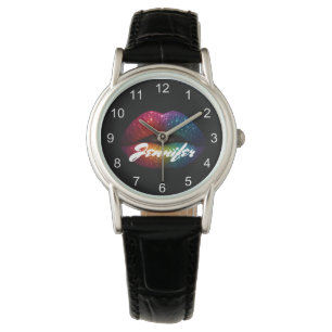 Regenbogenlippen personalisiert, gürtlich stylish armbanduhr