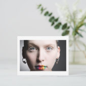 Regenbogenlippen Postkarte (Stehend Vorderseite)