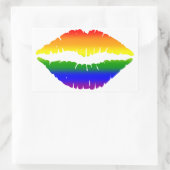 Regenbogenlippen Rechteckiger Aufkleber (Tasche)