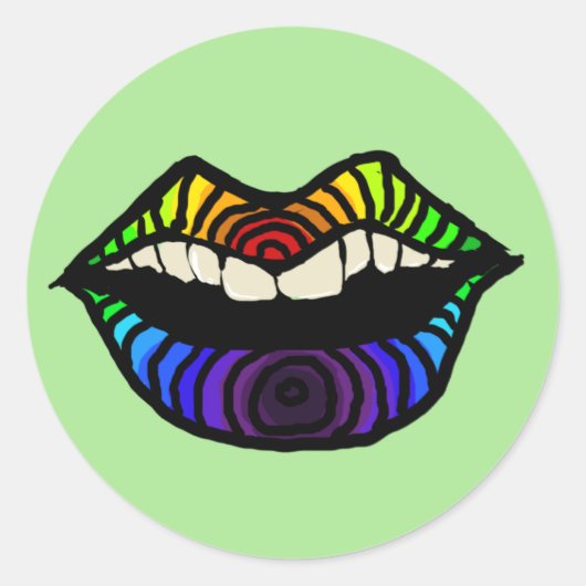 Regenbogenlippen Runder Aufkleber (Vorderseite)