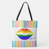 Regenbogenlippen und -streifen tasche (Vorderseite)