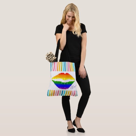 Regenbogenlippen und -streifen tasche (Am Model)