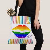 Regenbogenlippen und -streifen tasche (Von Nahem)