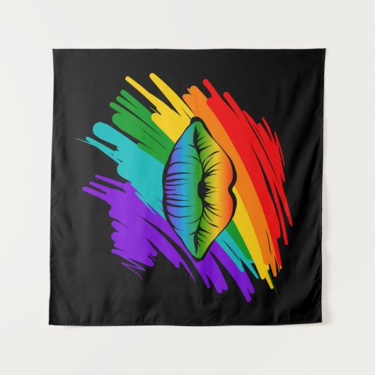 Regenbogenlippen Wandteppich (Vorderseite (Horizontal))