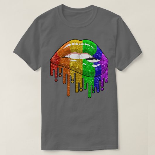 Regenbogenlips Bitten Sey Cool LGBT Gay Lesbian Ho T-Shirt (Design vorne)