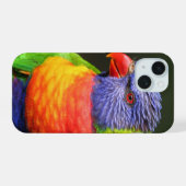 Regenbogenlori iPhone 15 Hülle (Rückseite (Horizontal))
