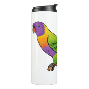 Regenbogenlori-Vogel-Cartoon-Illustration Thermosbecher