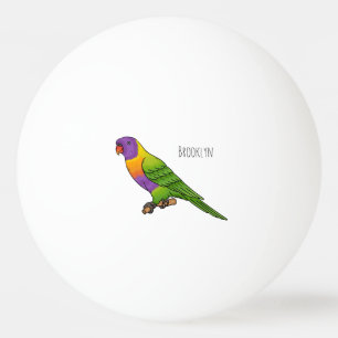 Regenbogenlori-Vogel Cartoon-Illustration Tischtennisball