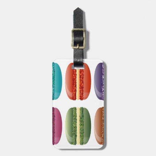 Regenbogenmacarons Gepäckanhänger (Vorderseite vertikal)