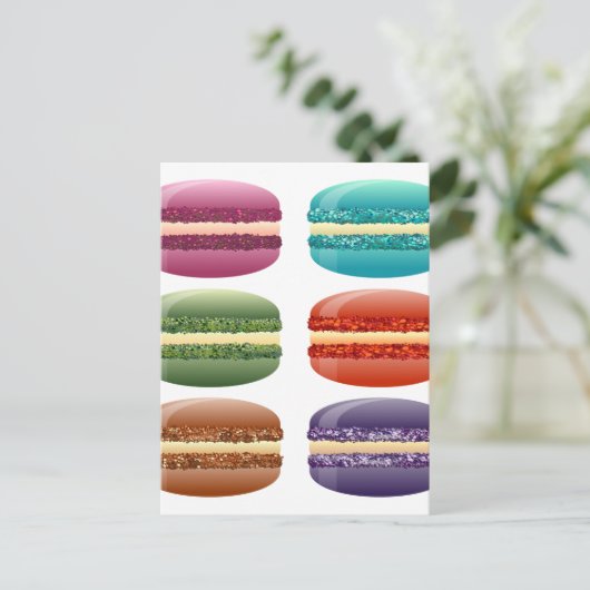 Regenbogenmacarons Postkarte (Stehend Vorderseite)