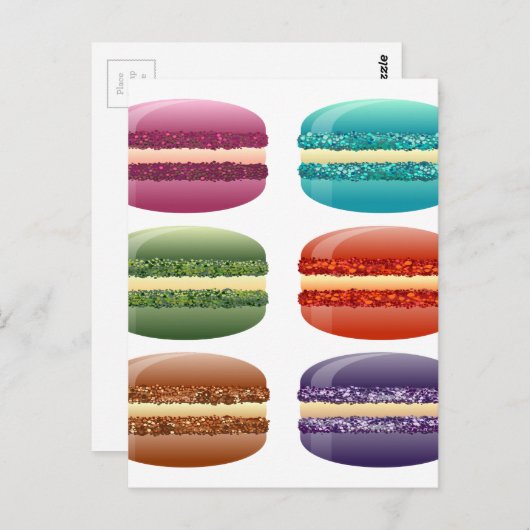 Regenbogenmacarons Postkarte (Vorne/Hinten)