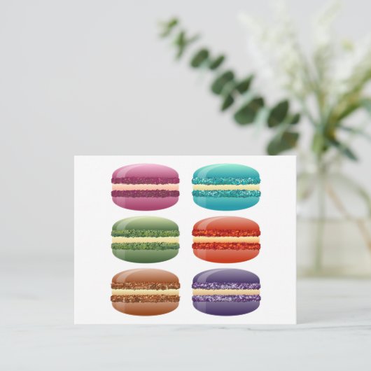 Regenbogenmacarons Postkarte (Stehend Vorderseite)