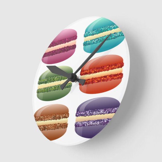 Regenbogenmacarons Runde Wanduhr (Winkel)