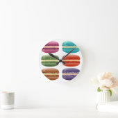 Regenbogenmacarons Runde Wanduhr (Zuhause)