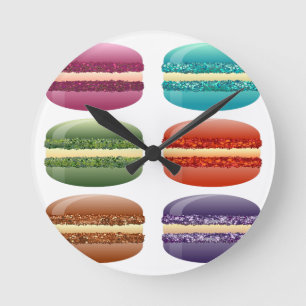 Regenbogenmacarons Runde Wanduhr