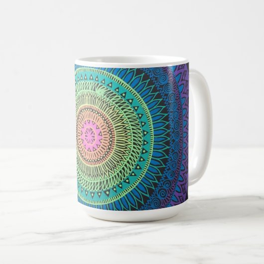 Regenbogenmandala-Tasse Kaffeetasse (VorderseiteRechts)