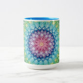 Regenbogenmandala-Tasse (riesig) Zweifarbige Tasse (Mittel)
