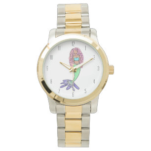 Regenbogenmeerjungfrau rosa blau lila grün schwarz armbanduhr