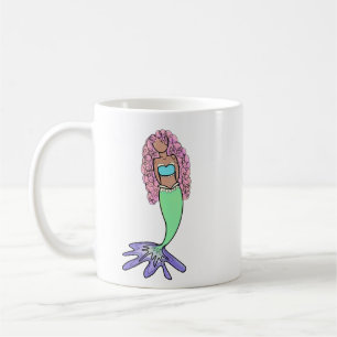 Regenbogenmeerjungfrau rosa blau lila grün schwarz kaffeetasse