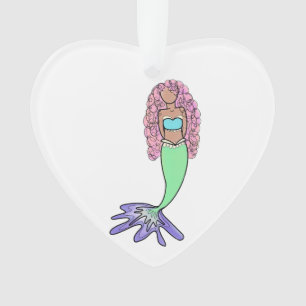 Regenbogenmeerjungfrau rosa blau lila grün schwarz ornament