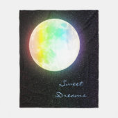 Regenbogenmond und Starry Night Sky Fleecedecke (Vorderseite)