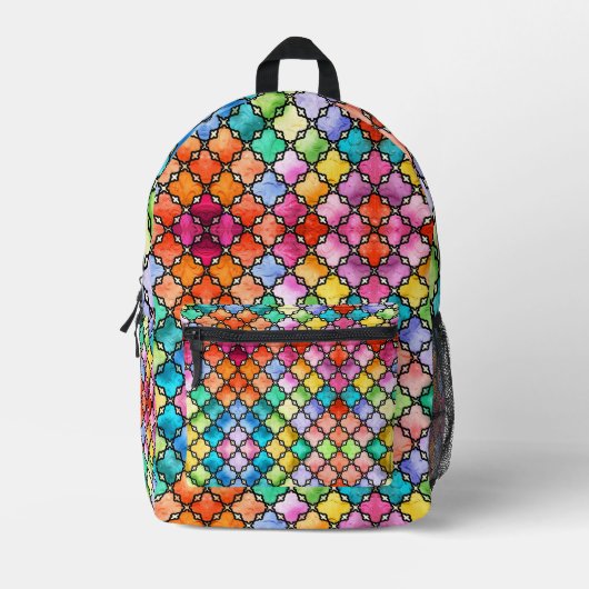 Regenbogenmosaik Bedruckter Rucksack (Vorderseite)