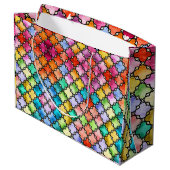Regenbogenmosaik Große Geschenktüte (Rückseite Schrägansicht)