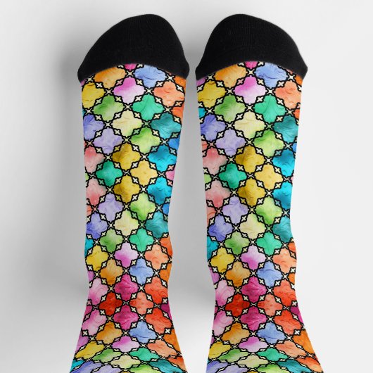 Regenbogenmosaik Socken (Oben)