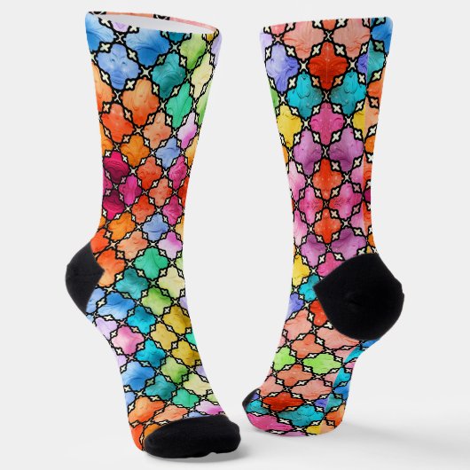 Regenbogenmosaik Socken (Gewinkelt)