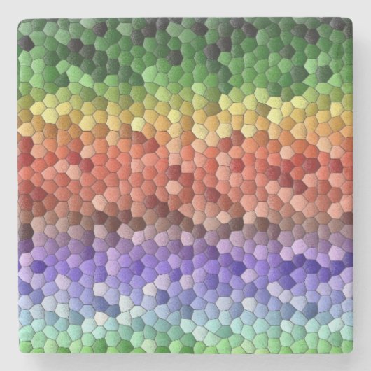 Regenbogenmosaik Steinuntersetzer (Vorderseite)