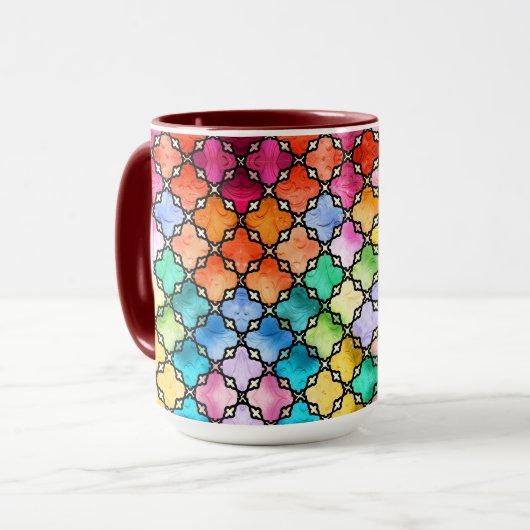 Regenbogenmosaik Tasse (Vorderseite Links)