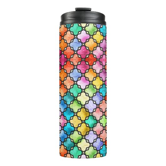 Regenbogenmosaik Thermosbecher (Vorderseite)