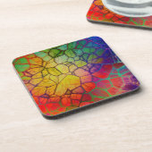 Regenbogenmosaik - verklebter Glass-Look Getränkeuntersetzer (Linke Seite)