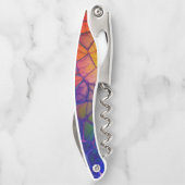 Regenbogenmosaik - verklebter Glass-Look Kellnermesser (Rückseite)