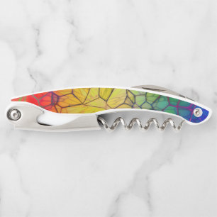 Regenbogenmosaik - verklebter Glass-Look Kellnermesser