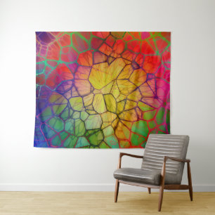 Regenbogenmosaik - verklebter Glass-Look Wandteppich
