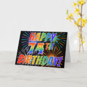 Regenbogenmuster "GLÜCKLICH 74. GEBURTSTAG!" + Feu Karte (Gelbe Blume)