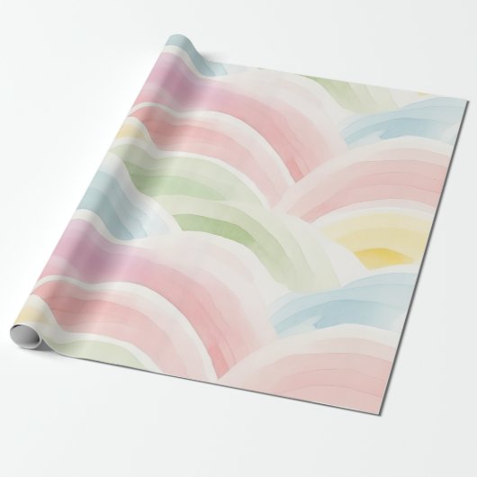 Regenbogenmuster mit neutraler Pastel Geschenkpapier (Ungerollt)