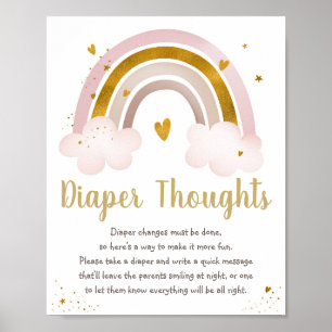 Regenbogenneutrale Gold-Baby-Dusche Windeln Gedank Poster