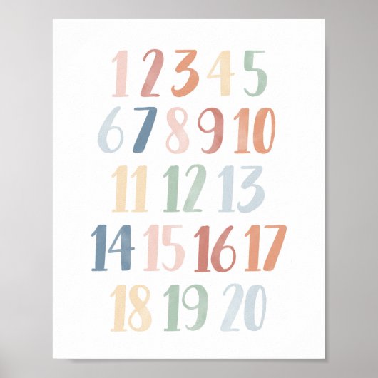 Regenbogennummern 1-20 Klasse Dekor Poster (Vorne)